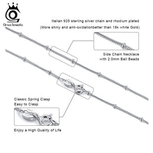 Sterling Silver 925 Italian Side Chain Necklace with 2.0mm Ball Bead Sterling Silver Necklaces Chains Jewelry