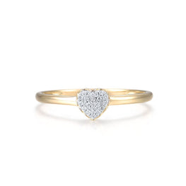 14K Yellow Gold Ring For Women Sparkling Natural Diamonds Sweet Heart Shaped Ring For Women.