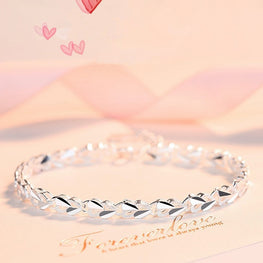 925 Sterling Silver Heart Charm Bracelet &amp; Bangle Handmade Party Wedding Jewelry For Women Girls sl175