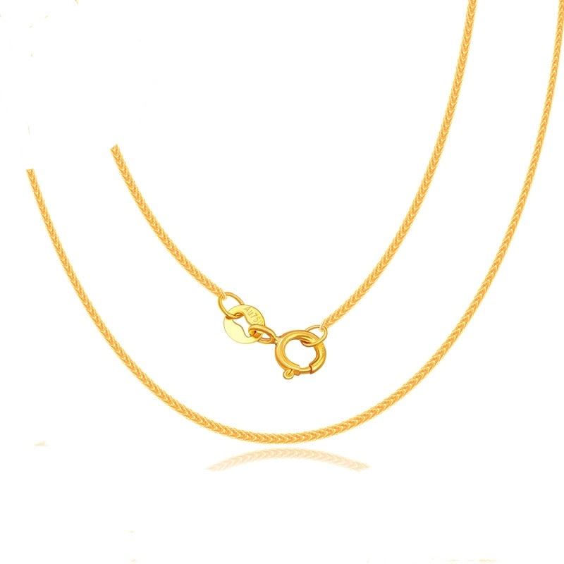 18k Real Gold New In Necklace Rope Chains Luxury Female Jewelry AU750 Long Necks Kids Jewlery Woman Choker.