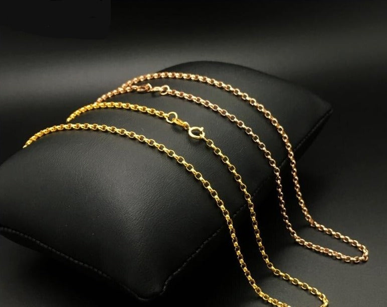 Genuine Solid 18k Gold Choker Necklace O Chain Link Fine Jewelry Elegant Womens Neck Female Luxury Golden AU750 Original