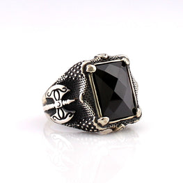 925 Sterling Silver Ring For Men Black Natural Zircon Stone Jewelry Fashion Vintage Gift Onyx Aqeq Accessories Rings All Size