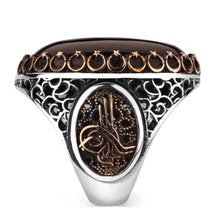 925 Sterling Large Silver Tughra Mens Ring with Tigereye Stone Fashion Turkish Premium Quality Handmade Jawelery