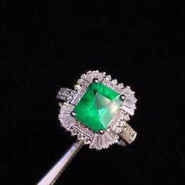 Fine Jewelry Real 18K Yellow Gold 1.52ct Colombia Emerald Ring Natural Diamond for Men and Women Party - jewelrycafee