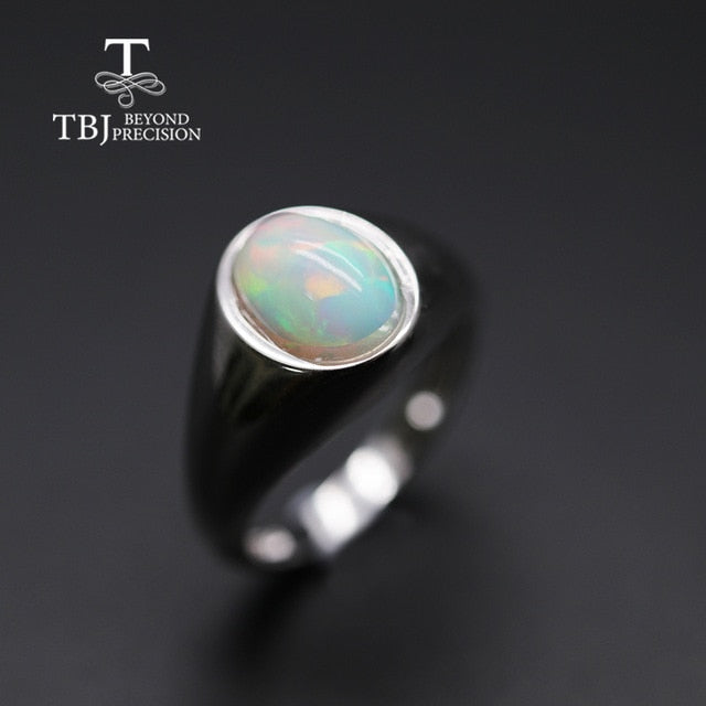 natural Opal Ring oval 7*9mm gemstone women Ring simple elegant fine jewelry 925 sterling silver  tbj promotion
