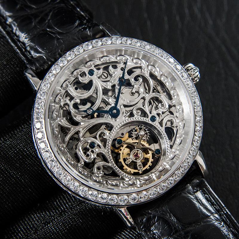 Fashion Men's Skeleton Tourbillon Watches Sapphire Diamond Dial Man Clock Mechanical Watch Men 50ATM Waterproof Reloj De Hombre - jewelrycafee