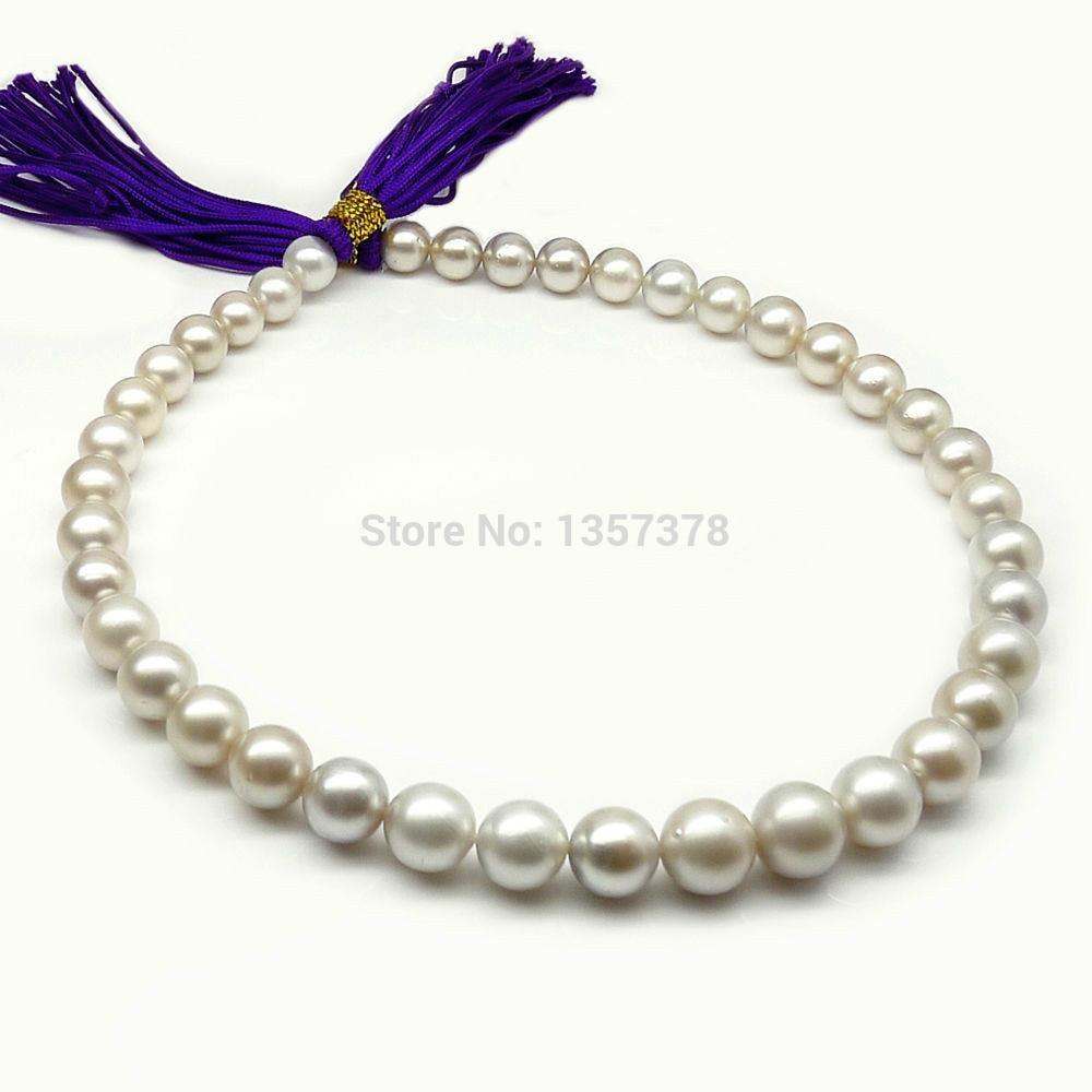 huij 002788 SILVER GRAY!ROUND 8.7-11.9MM TAHITIAN PEARL NECKLACE 16.8INCH,14K GOLD CLASP - jewelrycafee