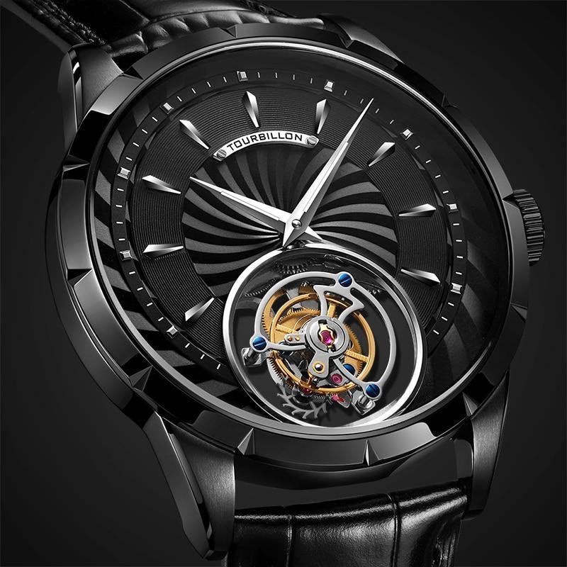 100% Tourbillon Watch men GUANQIN watch Skeleton mechanical Sapphire Mens Watches Top Brand Luxury clock men Relogio Masculino - jewelrycafee