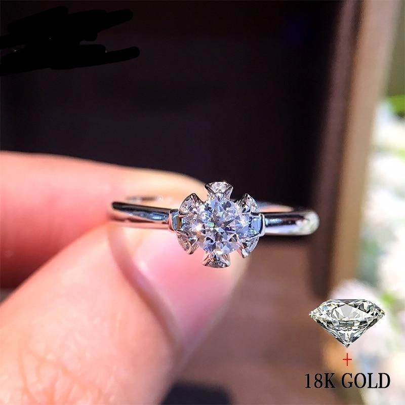 Natural Diamond 18K Gold Pure Gold Ring Beautiful Gemstone Ring Good Upscale Trendy Classic Party Fine Jewelry Hot Sell New 2020 - jewelrycafee
