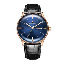 Reef Tiger/RT Classic Casual Watches Convex Lens Genuine Leather Strap Steel Automatic Watches with Date Day RGA8238 - jewelrycafee