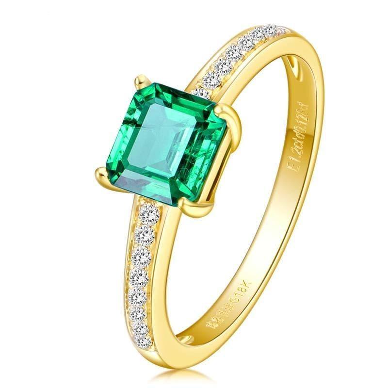 SLFD Natural Emerald 18K Pure Gold 2020 New Hot Selling Top Ring Women Heart Shape Ring  For Ladies  Woman Genuine Jewelry - jewelrycafee