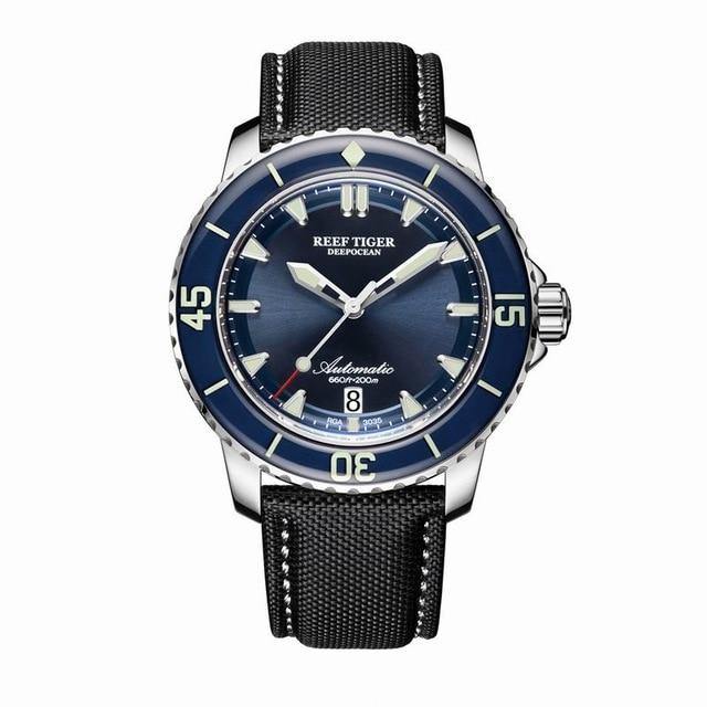 New 2020 Reef Tiger/RT Super Luminous Dive Watches Mens Blue Dial Analog Automatic Watches Nylon Strap reloj hombre RGA3035 - jewelrycafee