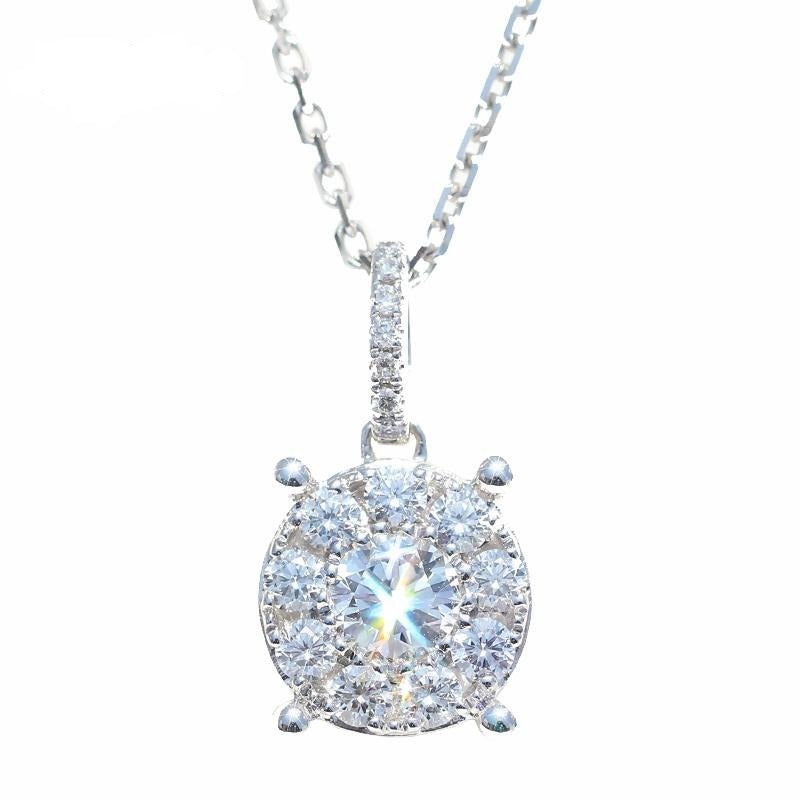 Solid 14K White Gold Total 0.27ct Round cut H/SI 100% Genuine Natural Diamonds Trendy Engagement Fine Jewelry Gift Pendant - jewelrycafee