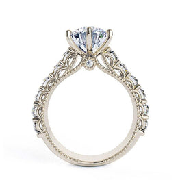 EDI Royal Vintage Ring 14k White Gold 2 Carat Moissanites Lab Grown Diamond Engagement Wedding Ring For Women - jewelrycafee