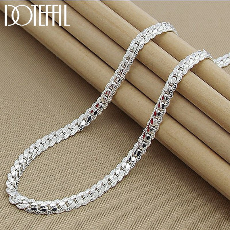 925 Sterling Silver 6mm Full Sideways Necklace 18/20/24 Inch Chain For Woman Men Fashion Wedding Engagement Jewelry