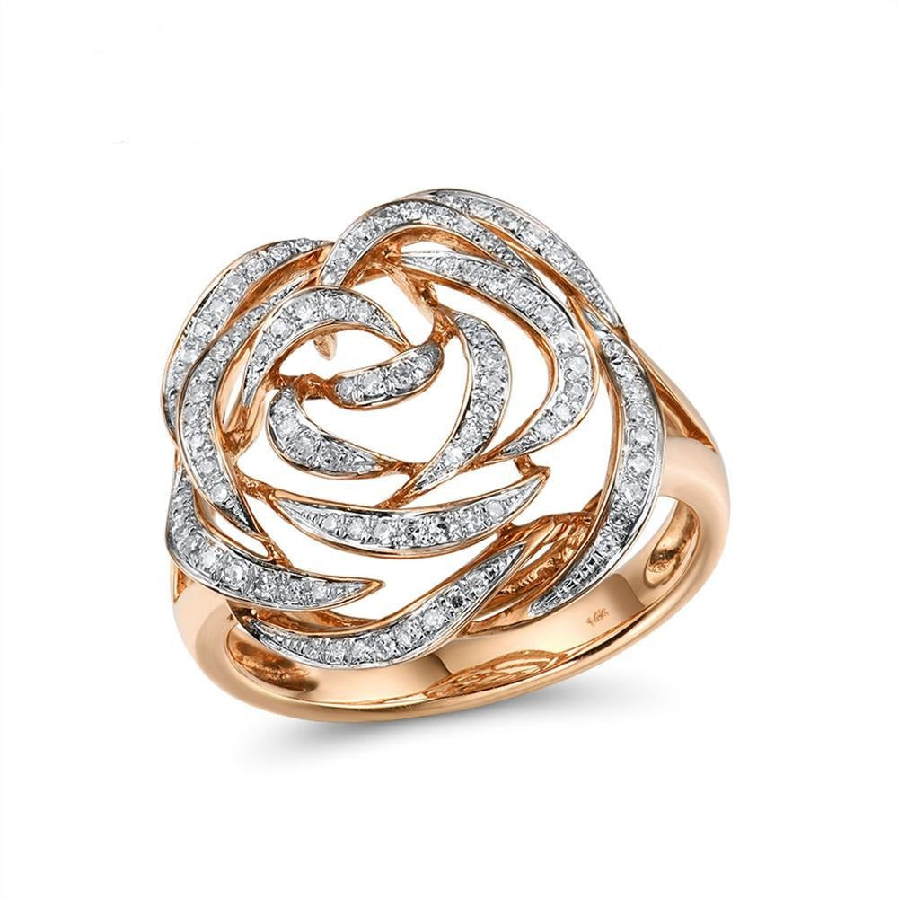 Gold Rings For Women Genuine 14K 585 Rose Gold Ring Sparkling Diamond Promise Engagement Rings Anniversary Fine Jewelry