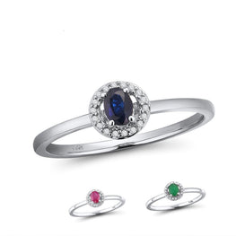 14K White Gold Rings For Lady Genuine Shiny Diamond Fancy Sapphire Ruby Emerald Engagement Anniversary Chic Fine Jewelry