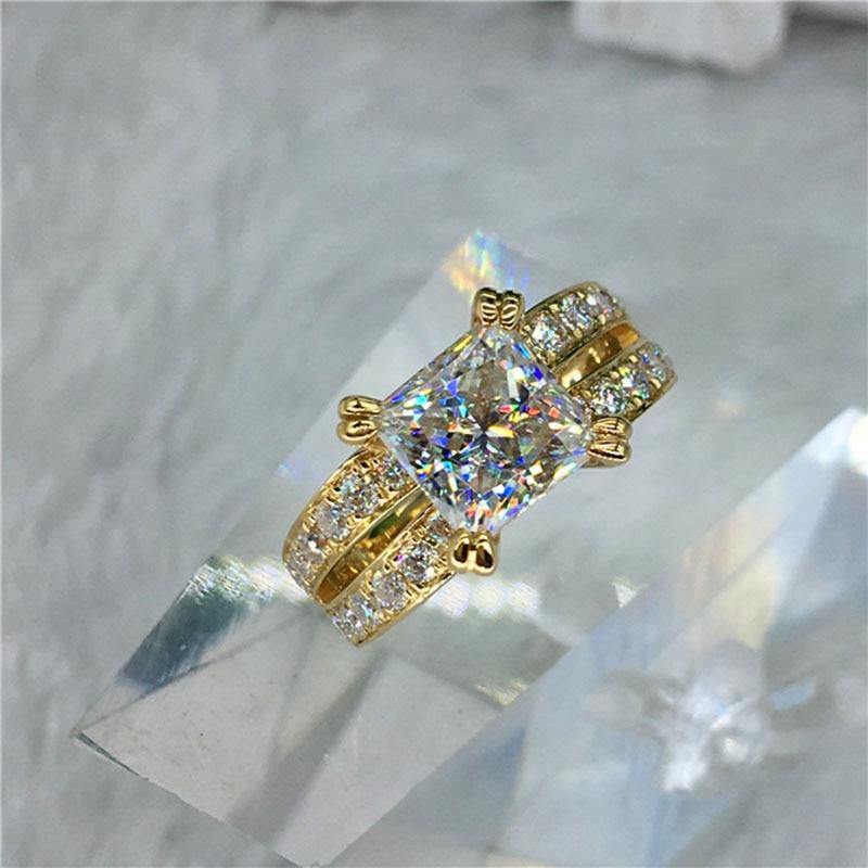 100% 18K Gold ring 2ct D color VVS Moissanite Diamond Ring Wedding ring With national certificate 006 - jewelrycafee
