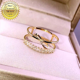 18k gold diamond ring Engagement&Wedding Natural Real Diamond Ring Jewellery have certificate 003 - jewelrycafee