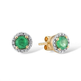 VISTOSO Gold Earrings For Women Genuine 14K 585 Yellow Rose Gold Round Emerald Blue Sapphire Ruby Stud Earrings Fine Jewelry - jewelrycafee