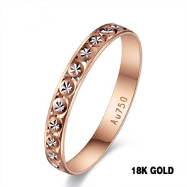 18k Pure Gold Ring Women Rose Engagement Wedding Bands Jewelry Carved Design Real Solid 750 Party Trendy 2017 New Hot Good - jewelrycafee
