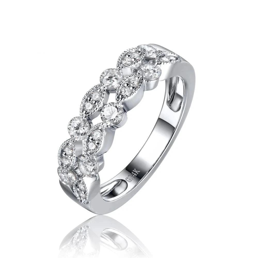 14KT/585 White Gold 0.67ct Round Cut Diamond Engagement Gemstone Wedding Band Ring Jewelry - jewelrycafee