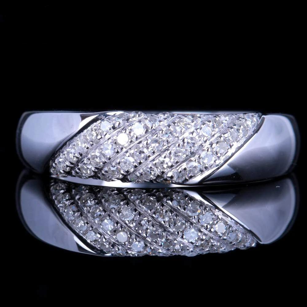 Diamond Wedding Band ! Solid 14KT White Gold Pave 0.3ct Round Genuine Natural Diamonds Anniversary Women's Jewelry Ring - jewelrycafee