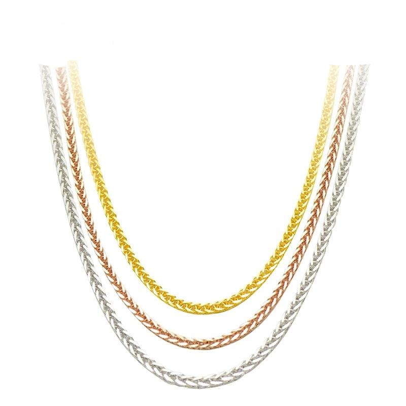 18K Gold Chain Necklace 18 inches au750 necklace for Women ,Rose gold, White gold, Yellow gold chain necklace jewelry.