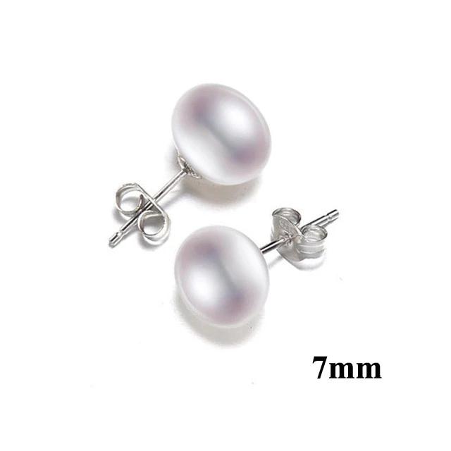 Natural Freshwater Pearl Stud Earrings For Women Real 925 Sterling Silver Jewelry Gift - jewelrycafee