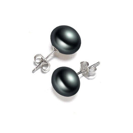 925 Sterling Silver Pearl Stud Earrings For Women Black Natural Freshwater Pearl Jewelry New Fashion - jewelrycafee